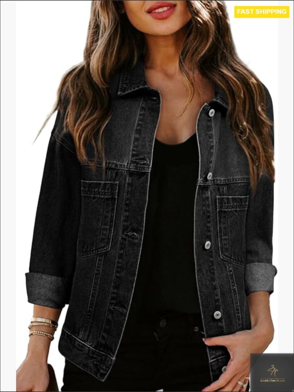 Oversized Denim Jacket Casual Long Sleeve Button Down Classic Fall Outfits